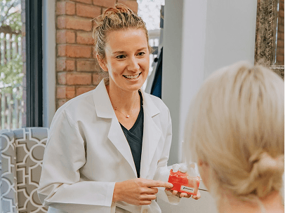 A care professional reviewing a patient record